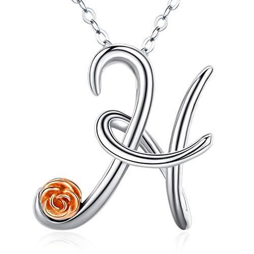 Aniu Initial Letter Necklace for Women Sterling Silver Cursive Script Name Pendant Alphabet Personalized Charm Jewelry Gift Letter H Aniu Initial Letter Necklace for Women Sterling Silver Cursive Script Name Pendant Alphabet Personalized Charm Jewelry Gift Letter H