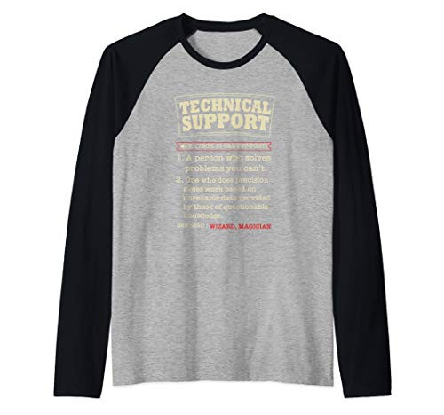 Tech Support Definition - Funny Computer Nerd Sysadmin Gift Raglan Baseball Tee
