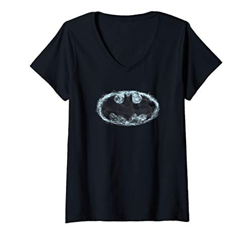Womens Batman Smoke Signal Logo V-Neck T-Shirt