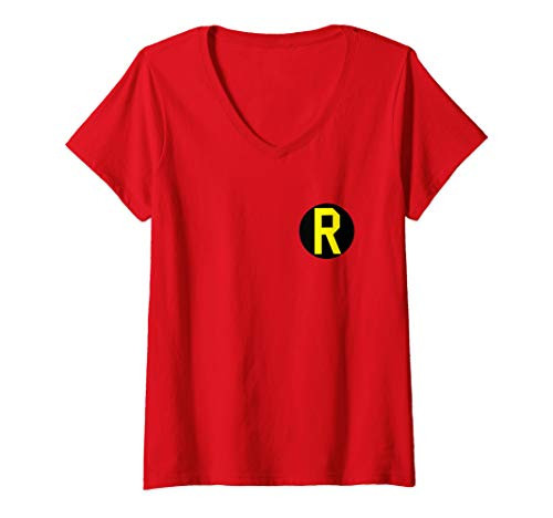 Womens Batman Robin Left Chest Logo V-Neck T-Shirt