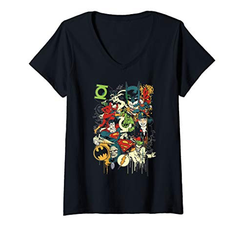 Womens DC Comics Justice League Mashup V-Neck T-Shirt