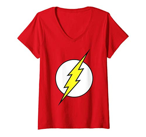 Womens DC Comics The Flash Large Classic Chest Logo V-Neck T-Shirt