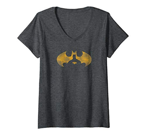 Womens Batman Bat Symbol Knockout V-Neck T-Shirt
