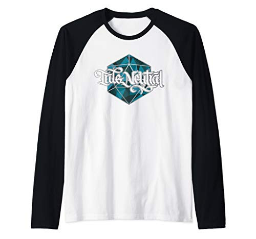 True Neutral Alignment RPG Gamer Calligraphy Raglan Baseball Tee