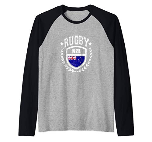 New Zealand Rugby Gear New Zealand Flag Vintage Sport Raglan Baseball Tee