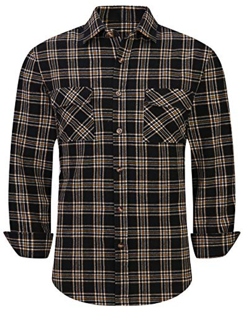 Mens Plaid Flannel Shirts Long Sleeve Regular Fit Button Down Casual Shirts Brown X-Large Mens Plaid Flannel Shirts Long Sleeve Regular Fit Button Down Casual Shirts Brown X-Large