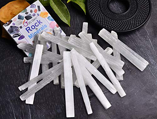 JIC Gem 2LB Selenite Sticks Bulk 3_5-5 Long Approx_ 25-37 pcs Selenite Crystal Wands for Reiki Chakra Healing Good Vibes Protection Grids Positive Energy