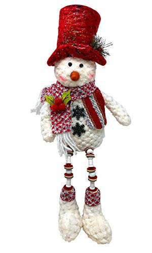 Gerson Snowman Plush Figurines Shelf Sitter W Dangling Feet Christmas Holiday Table Fireplace Decor 17 Boy Red Hat