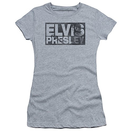 Trevco Elvis Presley Block Letters Juniors Sheer Fitted T Shirt Small Athletic Heather