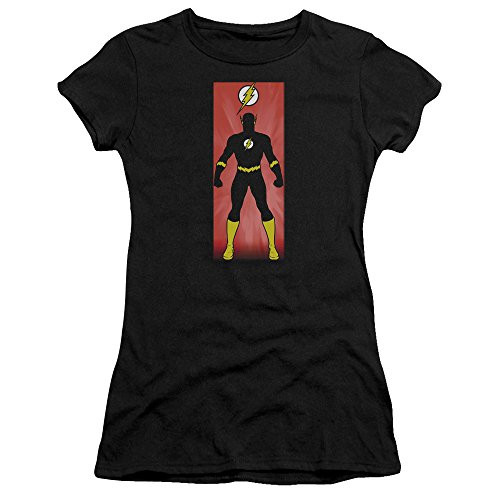 Trevco JLA Flash Block Juniors Sheer Fitted T Shirt Small Black