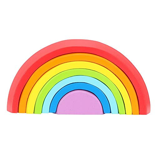 ViaGasaFamido Rainbow Puzzle Toy Wooden Rainbow Toy Wooden Rainbow Arch Bridge Rainbow Stacking Toy Building Blocks Educational Learning Toys