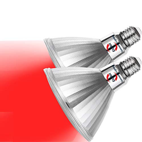 Explux LED PAR38 Red Spot Light Bulbs Dimmable Full-Glass Weatherproof 90W Equivalent 2-Pack