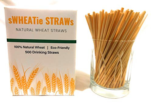 sWHEATie Straws 100 Natural Wheat Hay Straws for Drinking  Cocktail 500 Eco Friendly Biodegradable Disposable Safer than Reusable for Home and Bars Mom and Kid Approved