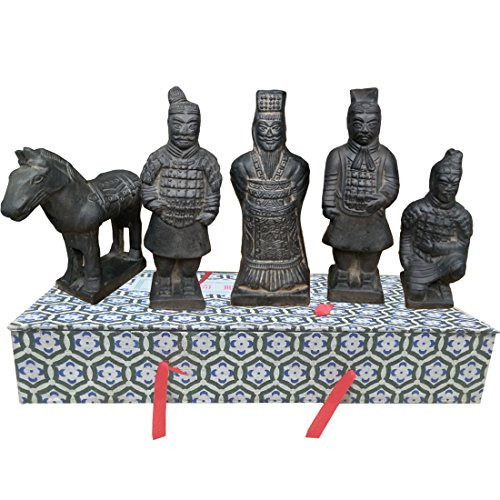 Tongma Terracotta Warriors Ancient China Dynasty Qin Terracotta Warriors Statues Collectible Figurines Home Display Table Display Gift Multi Presentation Set of 5-B