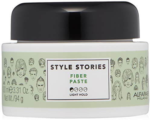 Alfaparf Milano Style Stories Fiber Paste - Light Hold Hair Styling Paste - Glossy Finish - Texturizing and Flexible - Long Lasting All Day Hold - Professional Salon Quality Pomade - 3_31 oz_ Alfaparf Milano Style Stories Fiber Paste - Light Hold Hair Styling Paste - Glossy Finish - Texturizing and Flexible - Long Lasting All Day Hold - Professional Salon Quality Pomade - 3_31 oz_