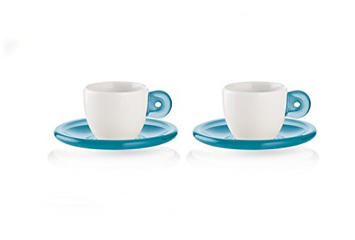 Fratelli Guzzini Gocce Set of 2 Espresso Cups with Saucers SMMAPorcelain