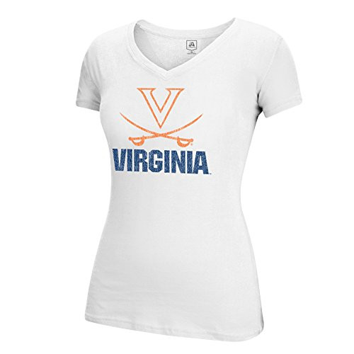 J America NCAA Virginia Cavaliers Womens Large Mascot Essential Tee White Large