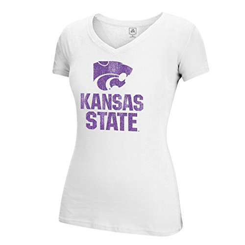 J America NCAA Kansas State Wildcats Adult Women Large Mascot Essential Tee Large White
