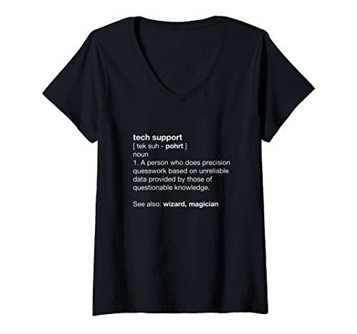 Womens Tech Support Funny Nerd Geek Gift V-Neck T-Shirt