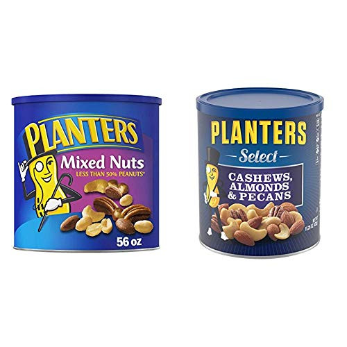 PLANTERS Mixed Nuts with Sea Salt 56 oz_ Resealable Canister - Roasted Nuts Less Than 50 Peanuts Almonds Cashews Select Cashews Almonds Pecans 15_25 oz_ Resealable Container - Salted Nuts PLANTERS Mixed Nuts with Sea Salt 56 oz_ Resealable Canister - Roasted Nuts Less Than 50 Peanuts Almonds Cashews Select Cashews Almonds Pecans 15_25 oz_ Resealable Container - Salted Nuts