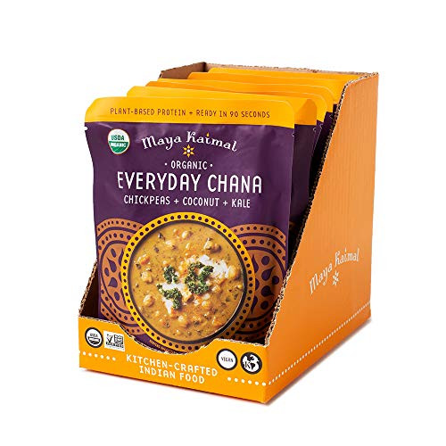 Maya Kaimal Foods Organic Indian Everyday Chana 10 Oz Pack Of 6 Fully Cooked Chickpeas With Coconut   Kale_ Vegan Microwavable Ready To Eat 6 Count Pack of 1