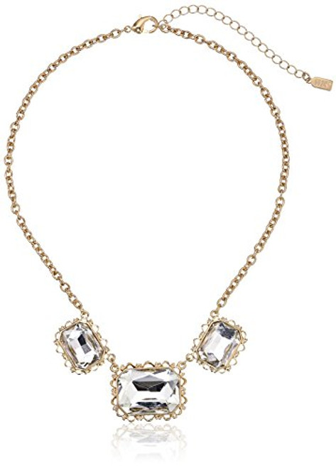 1928 Jewelry Silver-Tone Crystal Faceted Collar Adjustable Necklace 16