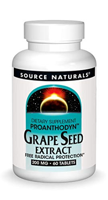 Source Naturals Grape Seed Extract Proanthodyn 200 mg Antioxidant Protection   Supports Healthy Aging Brain - 60 Tablets