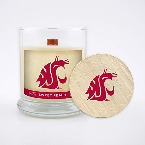 Worthy Promo NCAA Scented Candle 8 Oz Soy Wax Wood Wick and Lid Washington State Cougars Sweet Peach Worthy Promo NCAA Scented Candle 8 Oz Soy Wax Wood Wick and Lid Washington State Cougars Sweet Peach