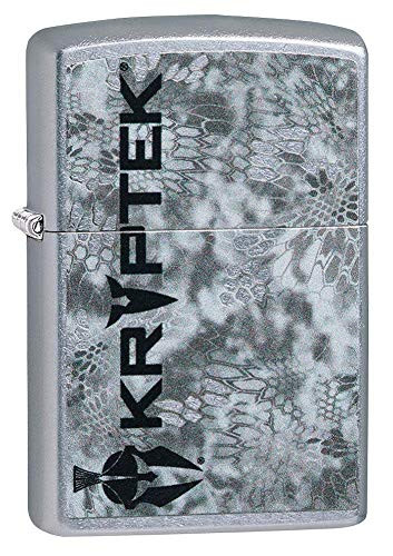 Zippo Kryptek Logo with Grey Camo Design Street Chrome Pocket Lighter