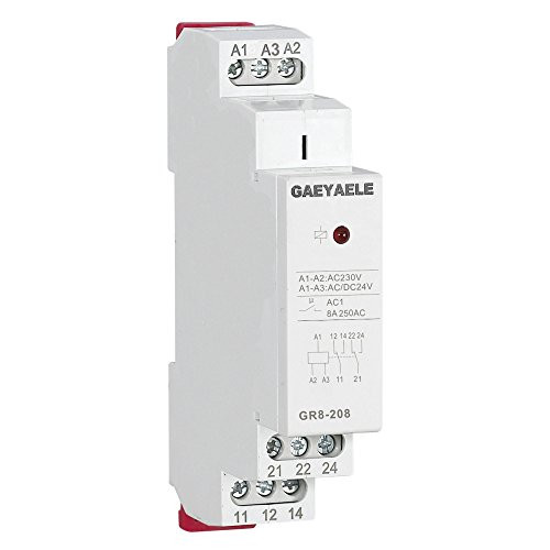 GAEYAELE GR8 AC DC 12V 24V 48V Intermediate Relay Auxiliary Relay 8A 16A SPDT RELAYS GR8-208ACDC 24V
