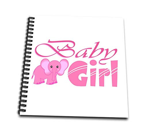 3dRose db-57091-1 Baby Girl-Pink Elephant-Drawing Book 8 by 8-Inch