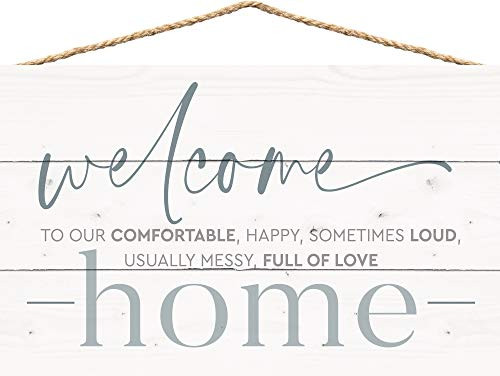 P_ Graham Dunn Welcome Home Comfortable Classic White 17 x 10_5 Pine Wood and Jute Pallet Sign