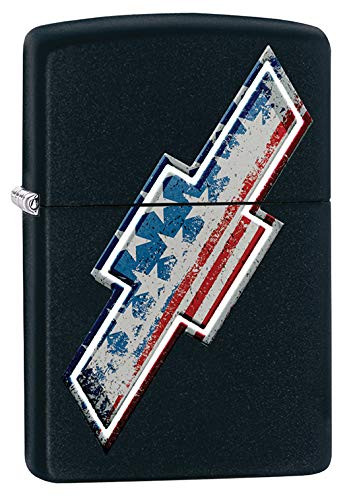 Zippo Lighter Chevrolet American Flag - Black Matte 79614