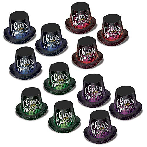Beistle 88368-25 Cheers to The New Year Hi-Hats One size Assorted Colors