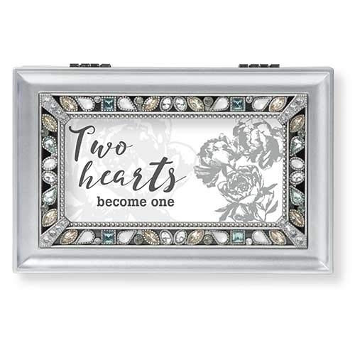 Roman Music Box Two Hearts Silver Box Wedding Collection Plays Clair De Lune