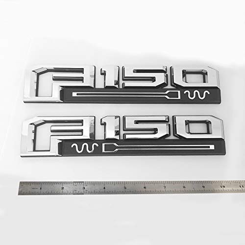 2x OEM Black F150 Emblems Right and Left Side Fender Badge 3D Nameplate Replacement for F-150 Chrome Genuine Parts