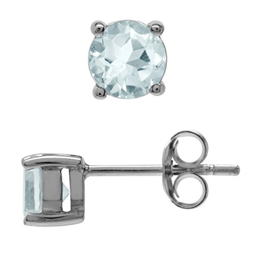Silvershake 5mm Petite Genuine Round Shape Blue Aquamarine White Gold Plated 925 Sterling Silver Stud Earrings Silvershake 5mm Petite Genuine Round Shape Blue Aquamarine White Gold Plated 925 Sterling Silver Stud Earrings