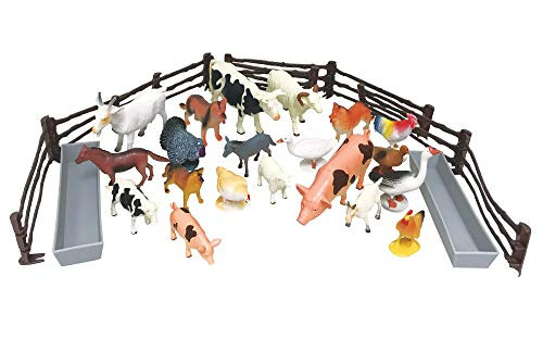 Wenno 30-pc Farm Animal Playset in Bucket 20 Farm Animals with 10 Accessories Farm Animals 30PC