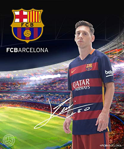 FC Barcelona Messi Silk Touch with Sherpa Lining Throw Blanket 50x60