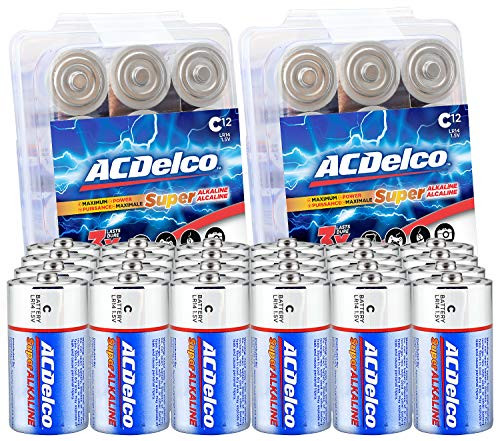 ACDelco 24-Count Size C Alkaline Batteries Super Alkaline Battery 7-Year Shelf Life Recloseable Packaging ACDelco 24-Count Size C Alkaline Batteries Super Alkaline Battery 7-Year Shelf Life Recloseable Packaging