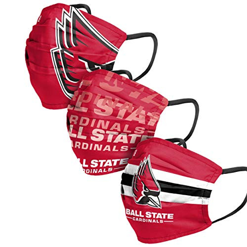 Ball State Cardinals NCAA Mens Matchday Face Cover - Adult - 3 Pack