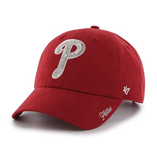 MLB Philadelphia Phillies Womens Sparkle Team Color Clean Up Adjustable Hat Red One Size