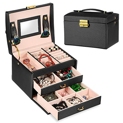 Jewelry Case 3 Layer Jewelry Box?Jewelry Storage Organizer Jewelry Display Storage Box Bracelets Organizer Case Necklaces Storage Case Travel Jewelry Case