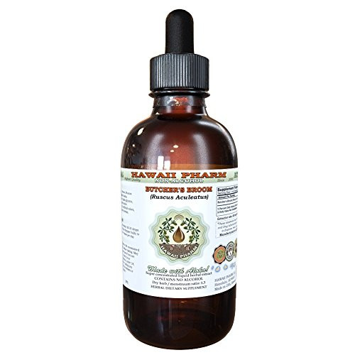 Butchers Broom Alcohol-Free Liquid Extract Organic Butchers Broom Ruscus aculeatus Dried Root Glycerite Hawaii Pharm Natural Herbal Supplement 2 oz