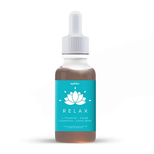 Nutriair Relax Anti Anxiety Supplement - Naturally Calm Mood Boost   Support Vitamins to Relax Your Mind   Relieve Stress with Ashwagandha Lemon Balm GABA L-Theanine and Chamomile 60 ml