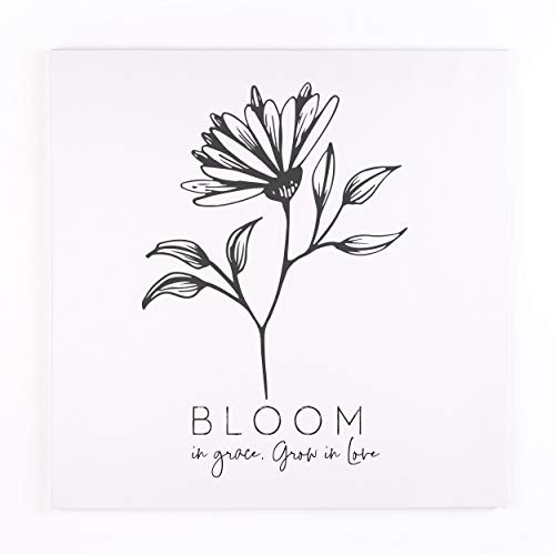 P_ Graham Dunn Bloom in Grace Grow in Love Floral White 19_75 x 19_75 Canvas Decorative Sign