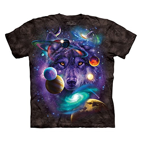 The Mountain Mens Wolf of The Cosmos T-Shirt Black 2XL The Mountain Mens Wolf of The Cosmos T-Shirt Black 2XL