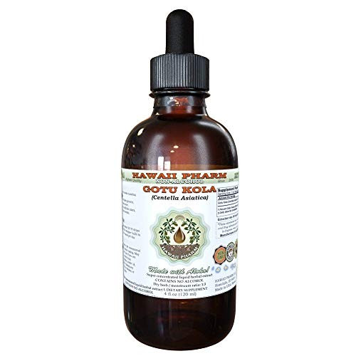 Gotu Kola Alcohol-Free Liquid Extract Organic Gotu Kola Centella Asiatica Dried Leaf Glycerite Hawaii Pharm Natural Herbal Supplement 2 oz