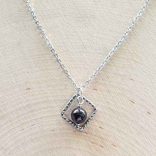 Garnet Silver Stainless Steel January Birthstone Pendant Necklace