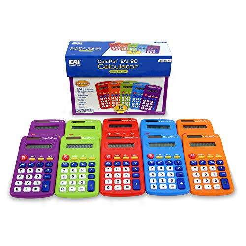 EAI Education CalcPal EAI-80 Basic Calculator Assorted Colors - Set of 10